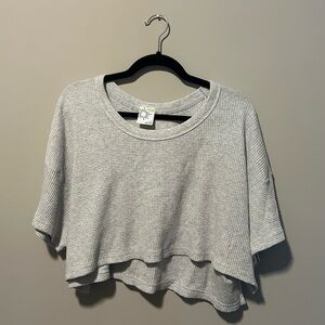 Aerie Offline Flowy Cropped Waffle Knit Top